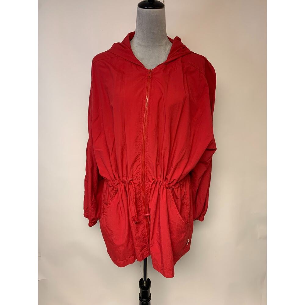 Express Atheletique  Red Jacket 90s Y2K Windbreaker Hood Timeless Womens SZ L